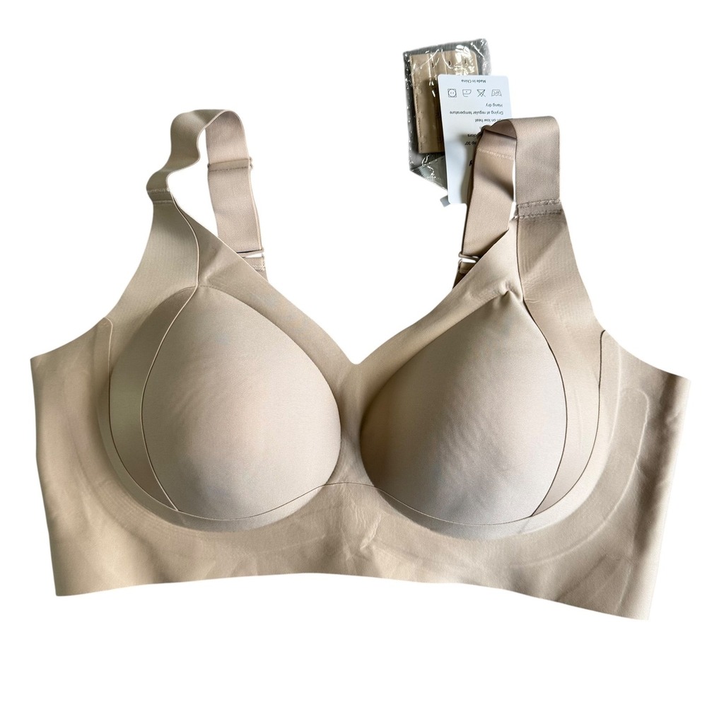Daystry Bra 3XL Beige Front Closure‎ Wireless Comfort Everyday Plus Size